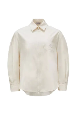 Bomulls Poplin Zip-Up Skjorta