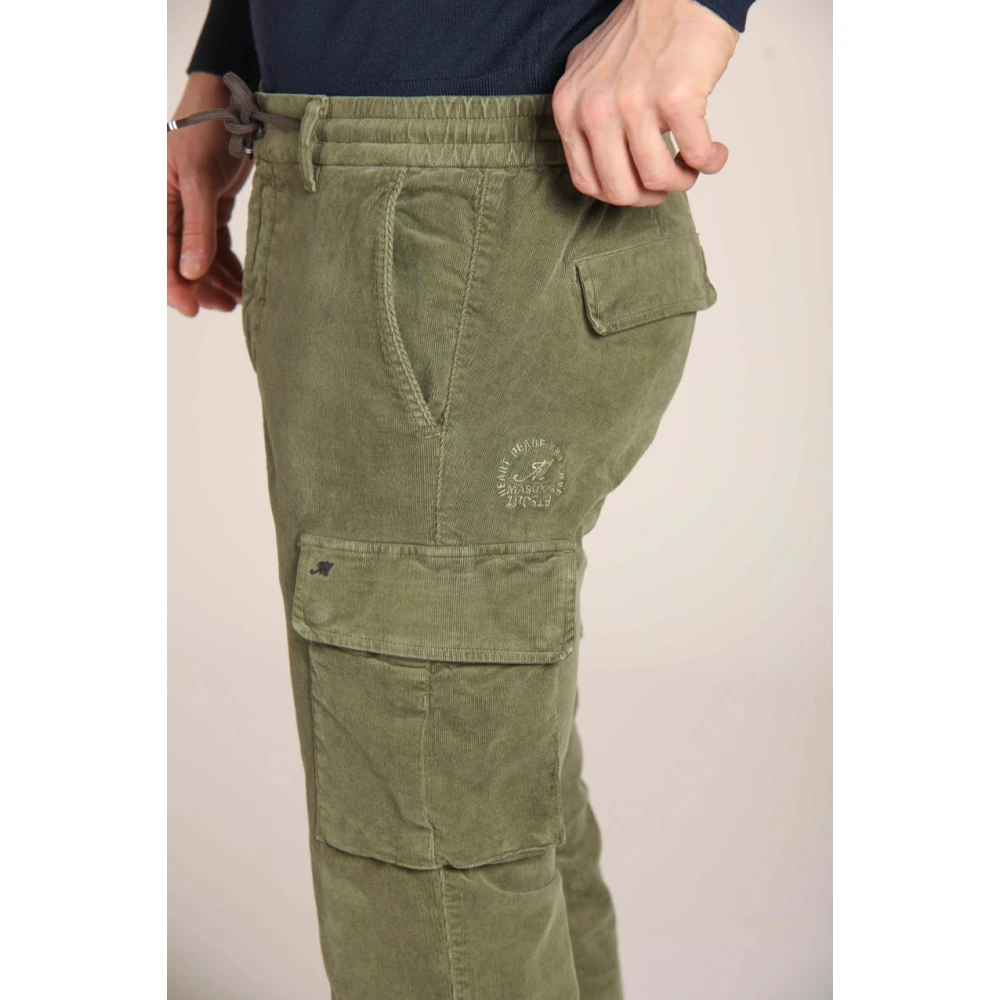 Mason's Fluwelen Cargo Broek Extra Slim Fit Green Heren