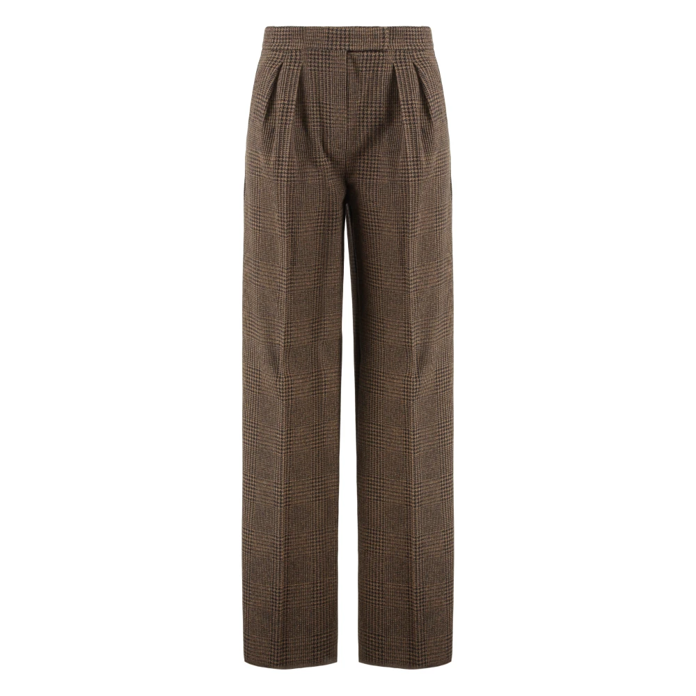 Max Mara Brown Ponza Trousers - Female - Wide Trousers - S - Trousers