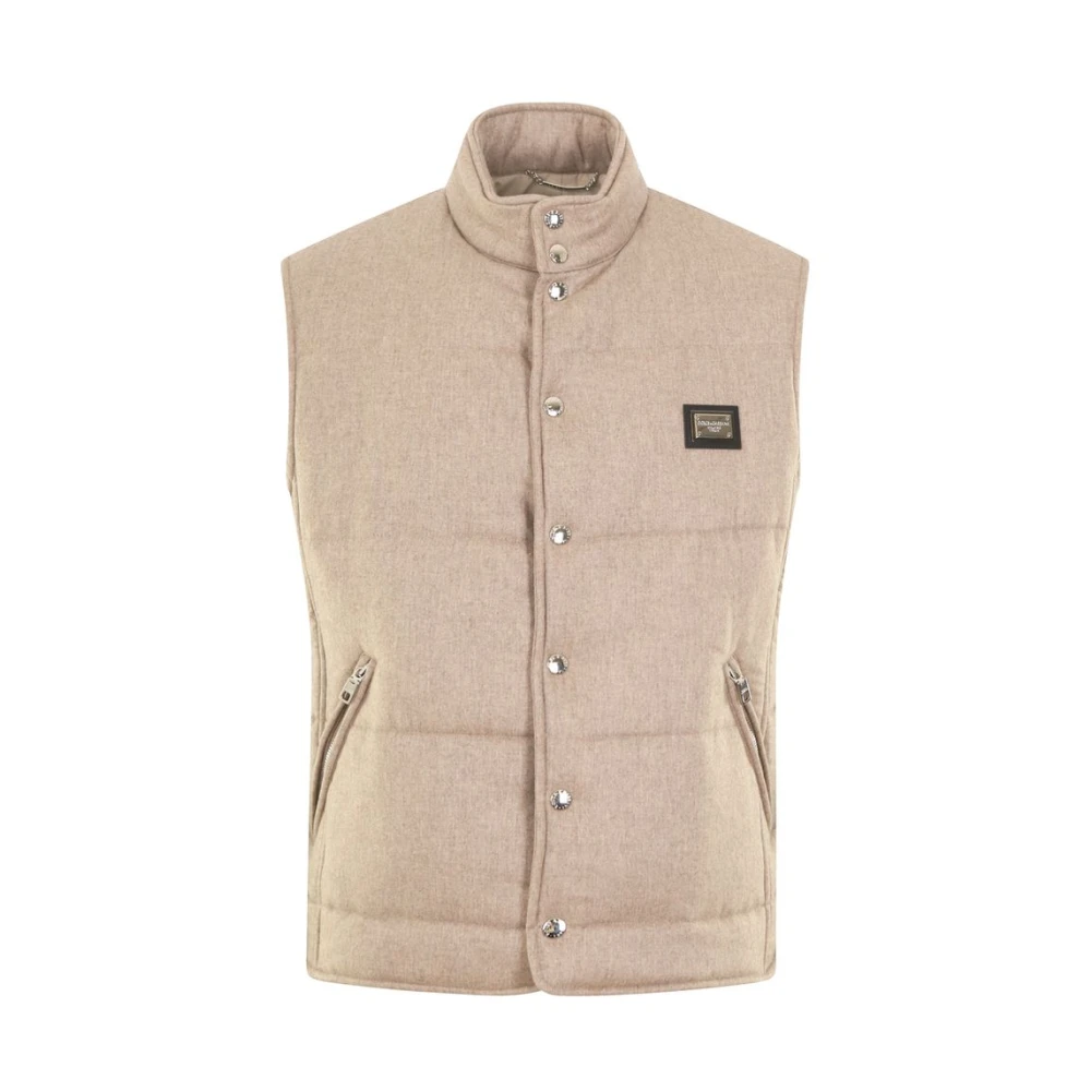 Dolce & Gabbana Men's Beige Waistcoats, M, Winter Jackets