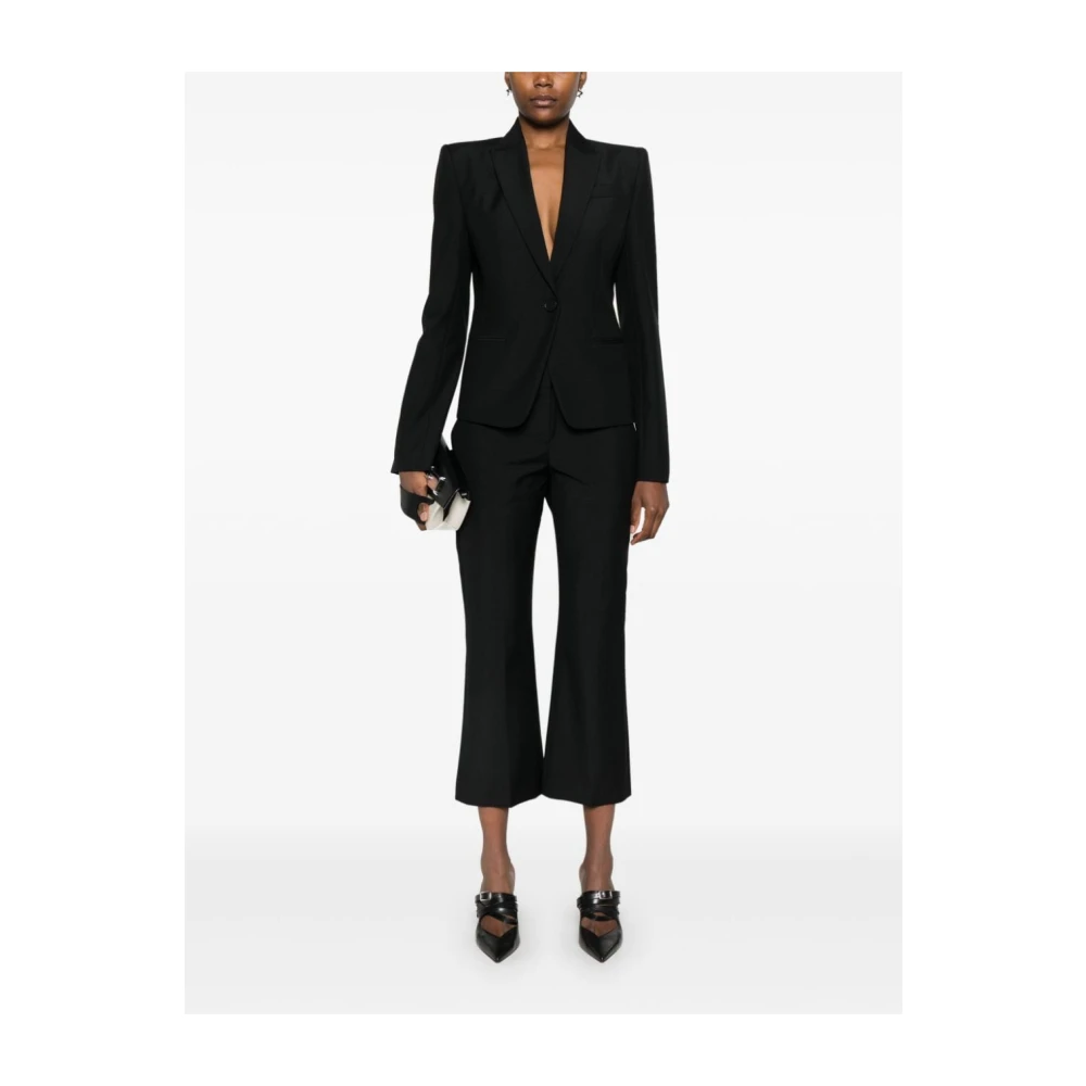alexander mcqueen Zwarte Op Maat Gemaakte Wollen Broek Black Dames