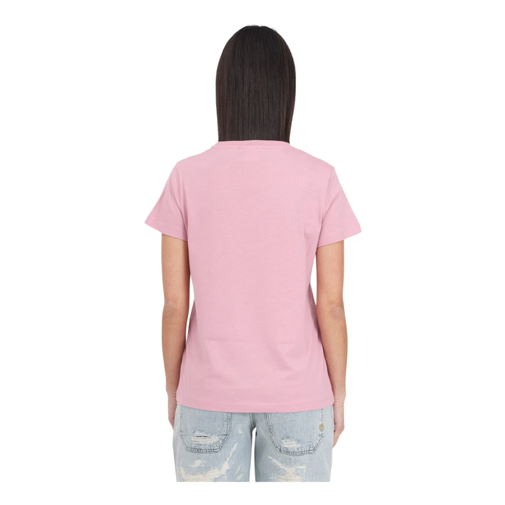 pinko Slim Fit Love Birds Geborduurd T-Shirt Pink Dames