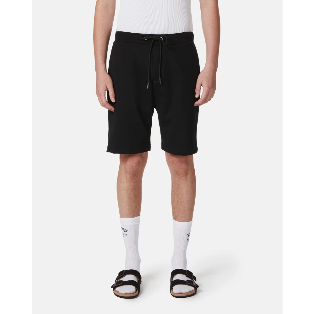 Iceberg Zwarte slim fit Bermuda shorts van katoenfleece met beerprint Black Heren