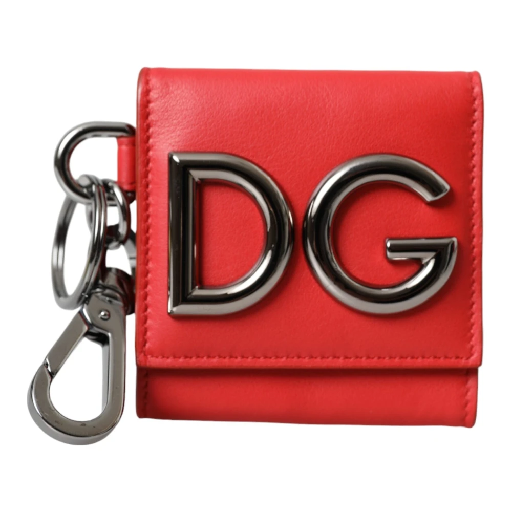 Dolce & Gabbana Rood Kalfsleer Logo Sleutelhanger Portemonnee Red Dames