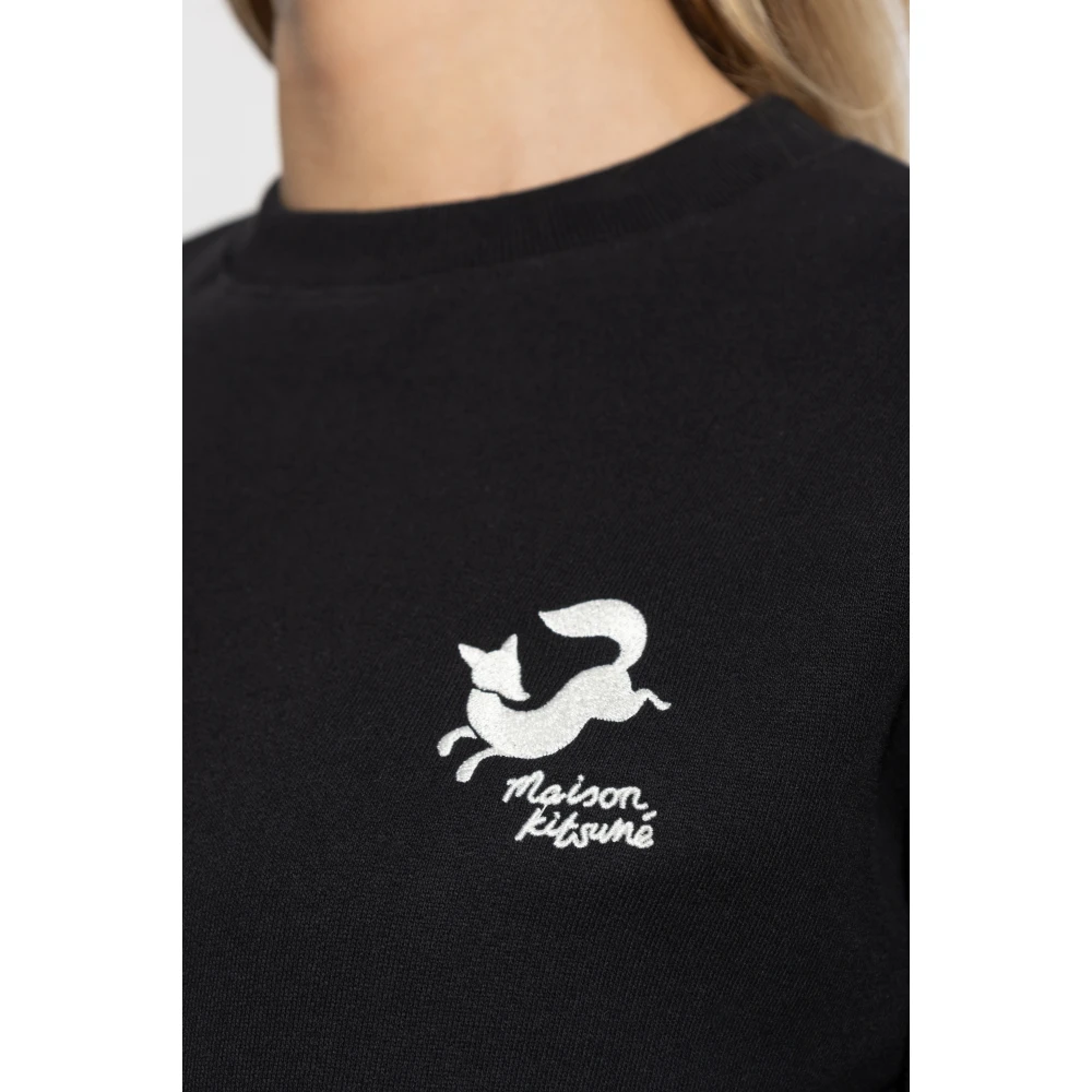 Maison Kitsuné Sweatshirt met geborduurd logo Black Dames