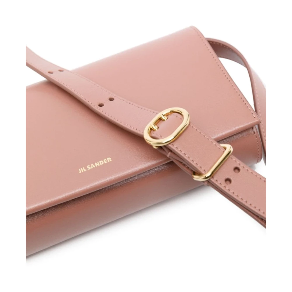 Jil Sander Bruin Leren Crossbody Tas met Gesp Pink Dames