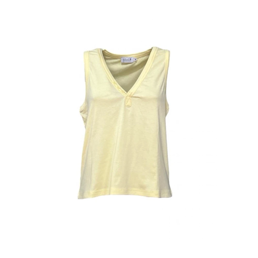 Molly Bracken V-hals Geknoopte Tanktop Yellow Dames