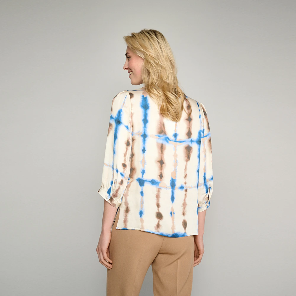 Marie Méro Tie Dye Puff Sleeve Blouse Beige Dames