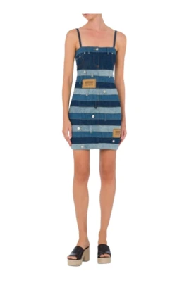 Denim Patchwork Kort Klänning
