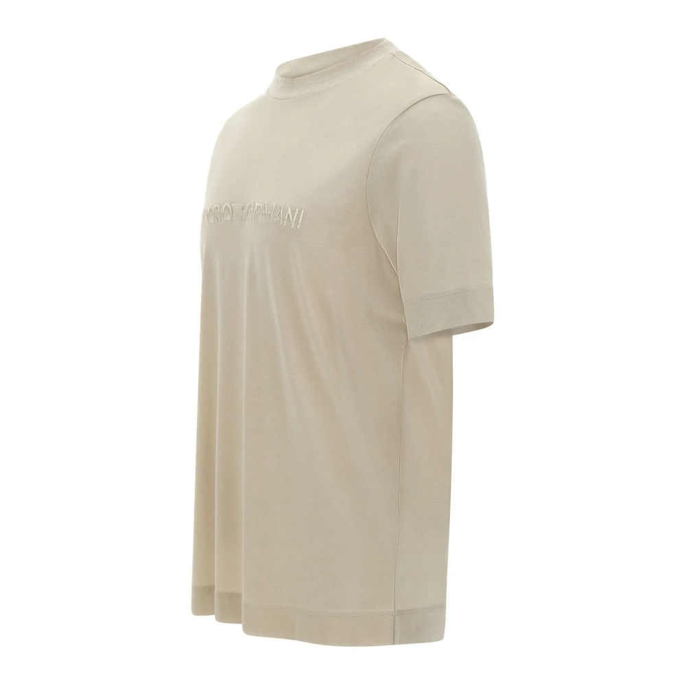 Emporio Armani Maxi Logo Beige T-shirt Beige Heren