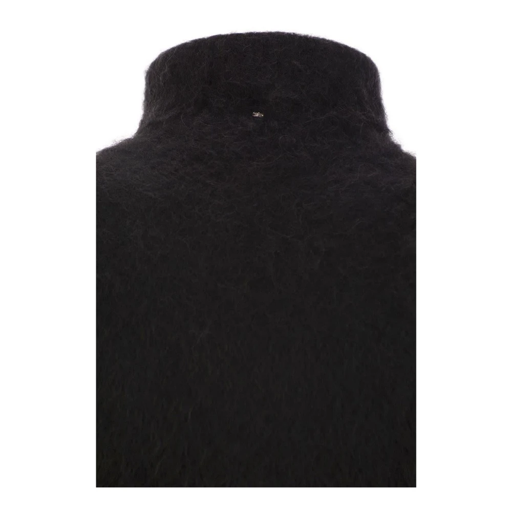 SPORTMAX Alpaca Trui met Hoge Kraag Black Dames