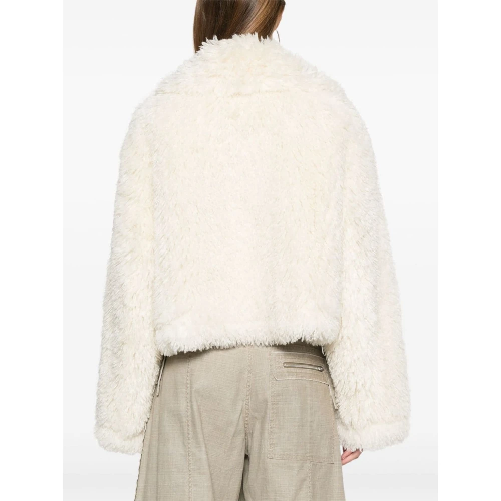 Stand Studio Witte Faux-Fur Jas met Brede Revers White Dames