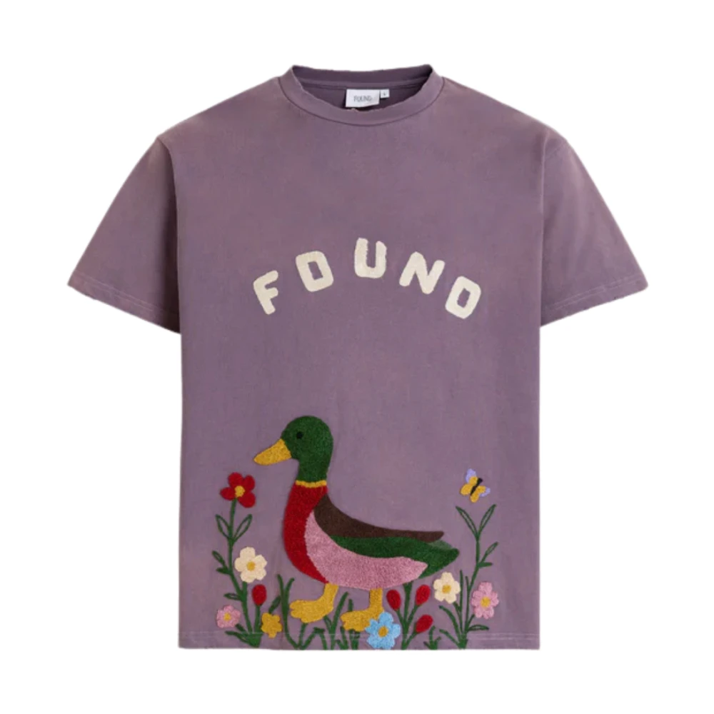 Found Purple T-Shirts, Male, M, Embroidered Wildlife Tee