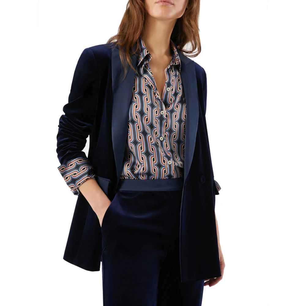 Pennyblack Blauwe Fluweel Blazer Jerry Model Blue Dames