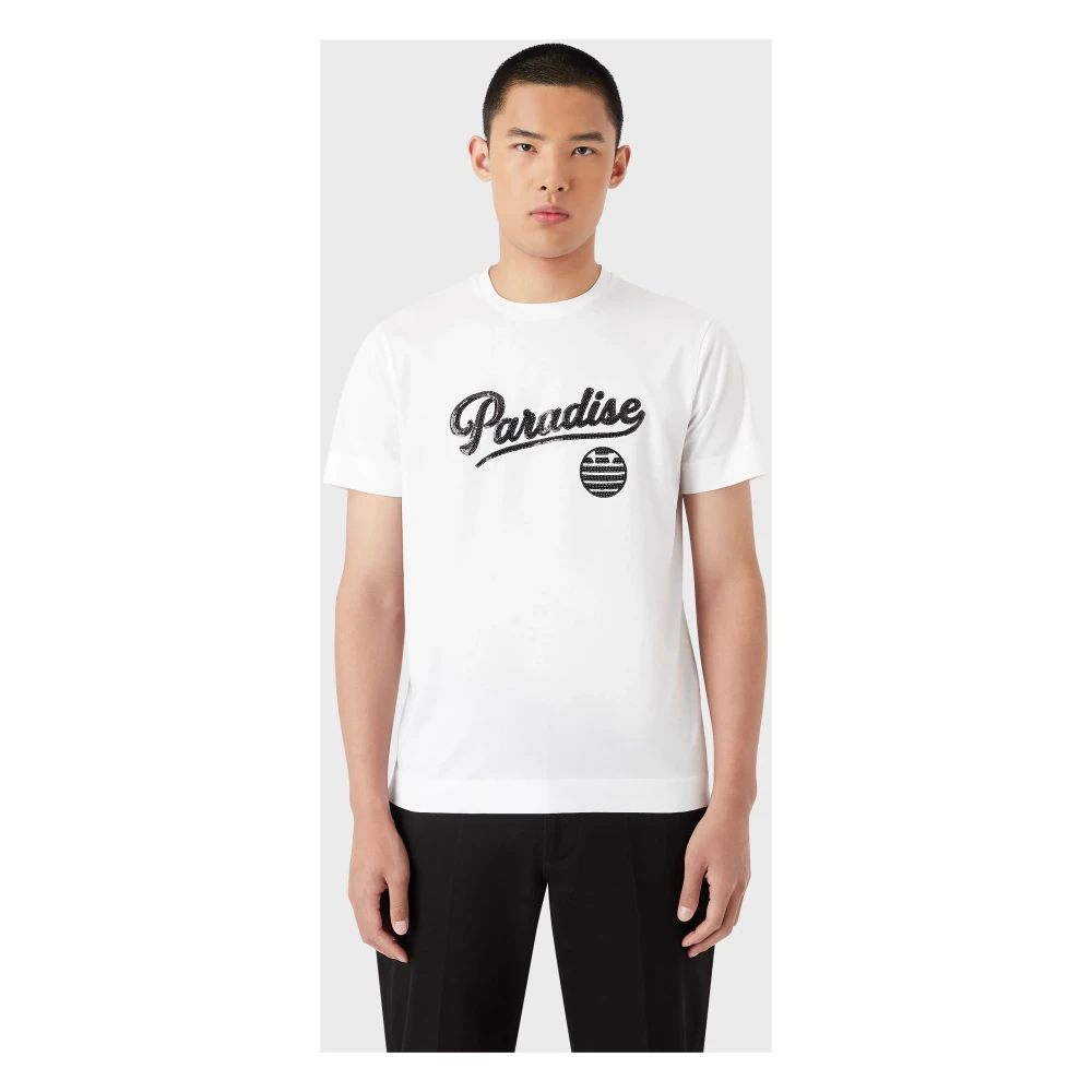 Emporio Armani Stijlvolle Sequin Heren T-Shirt White Heren