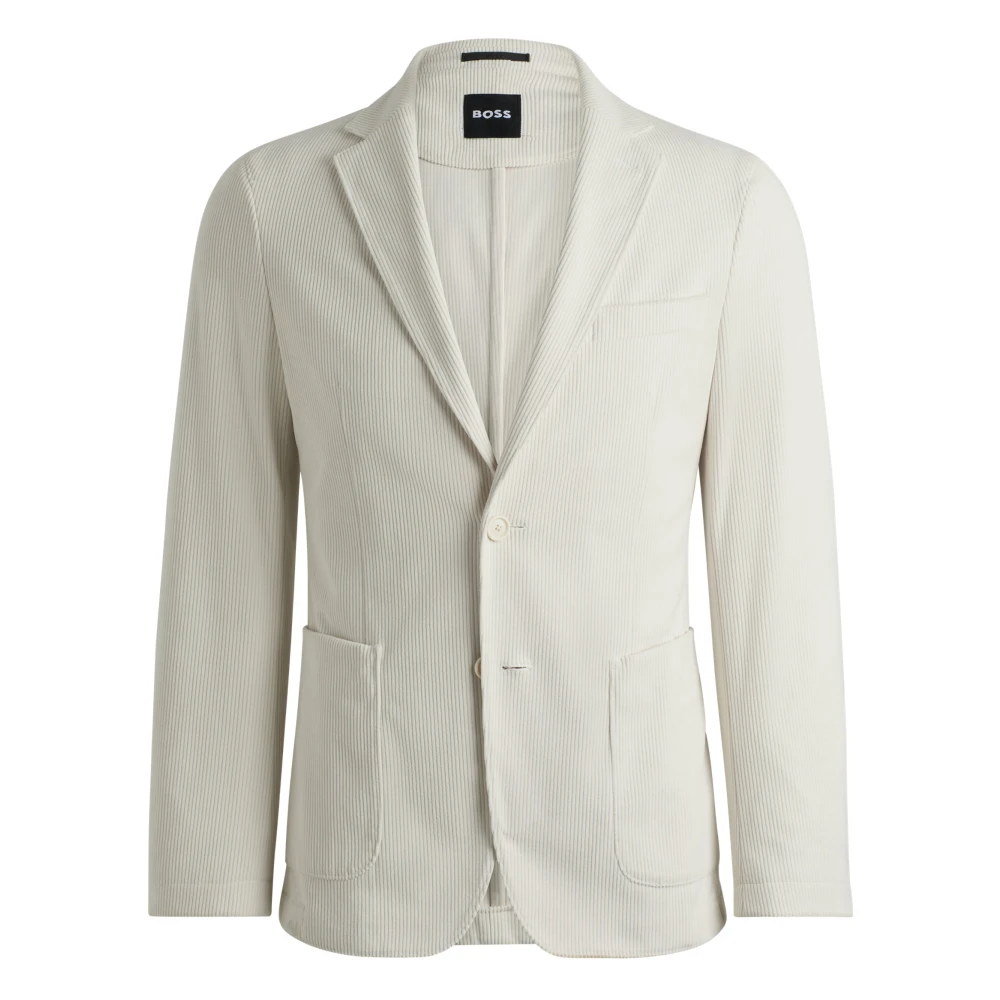 Hugo Boss Moderne Slim Fit Ribfluwelen Blazer Beige Heren