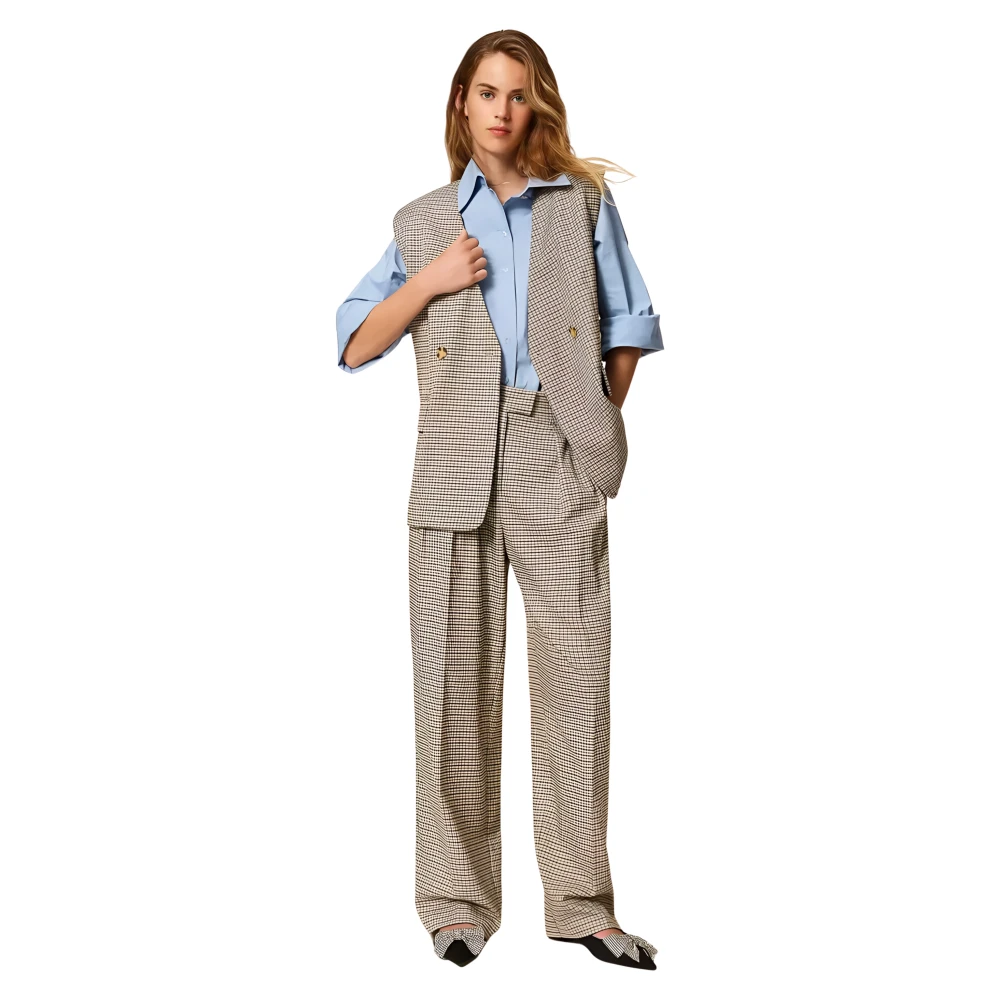 Twinset Women's Beige Wide Trousers, S, Actitude Palazzo Trousers