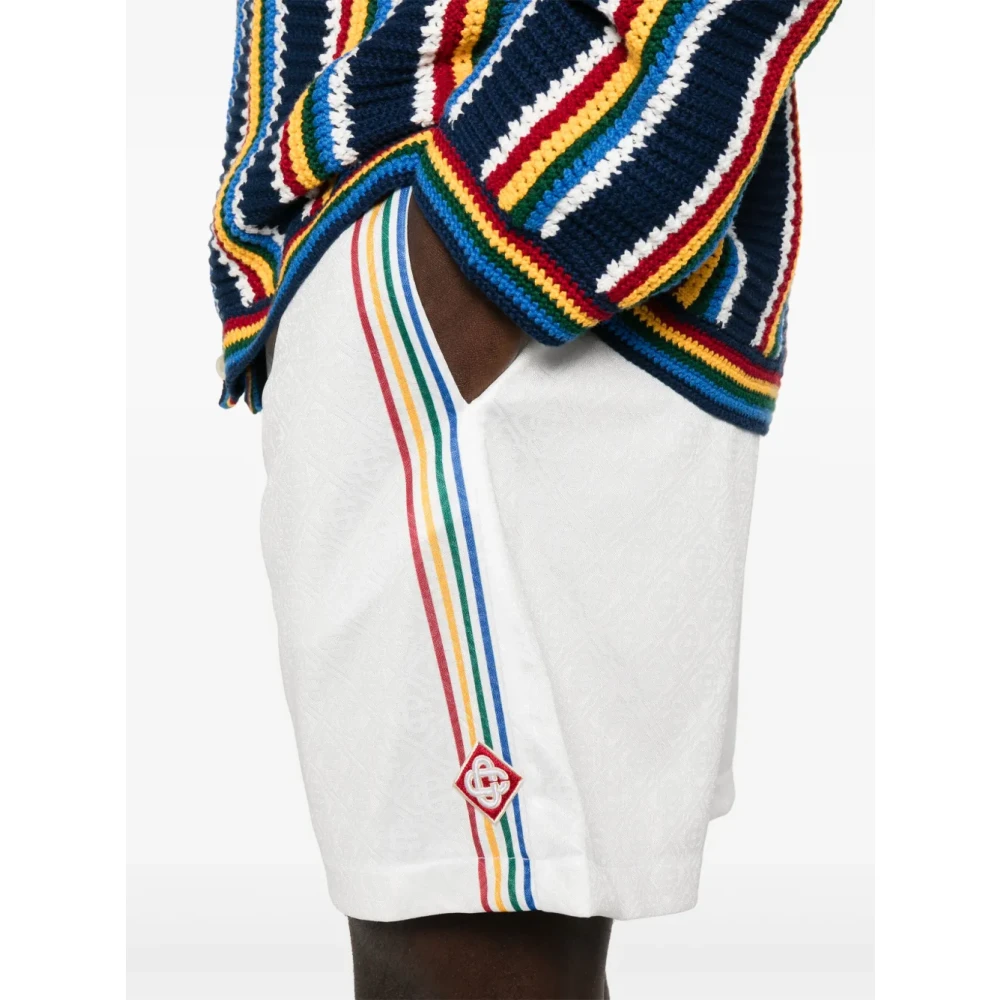 Casablanca Monogram Jacquard Side Stripe Shorts White Heren