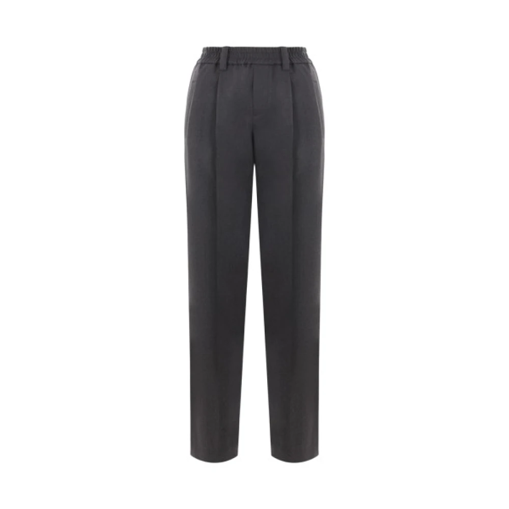 BRUNELLO CUCINELLI Antraciet Drill Katoen Stretch Broek Gray Dames