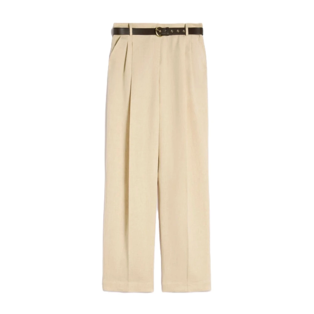 Max Mara Studio Women's Beige Wide Trousers, M, Mstsumero Trousers