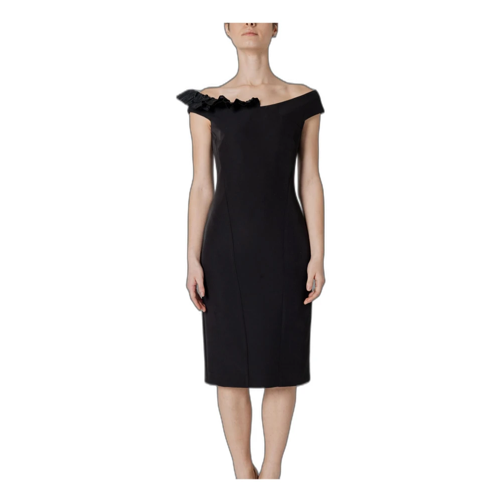 Sandro Ferrone Zwarte Boat Neck Rits Jurk Black Dames