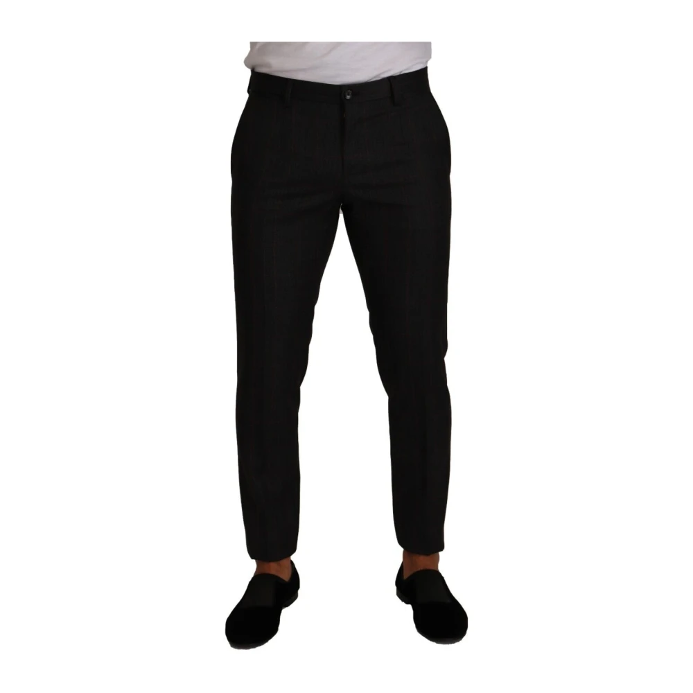 Dolce & Gabbana Men's Gray Slim-Fit Trousers, M, Tuxedo Dress Trouser