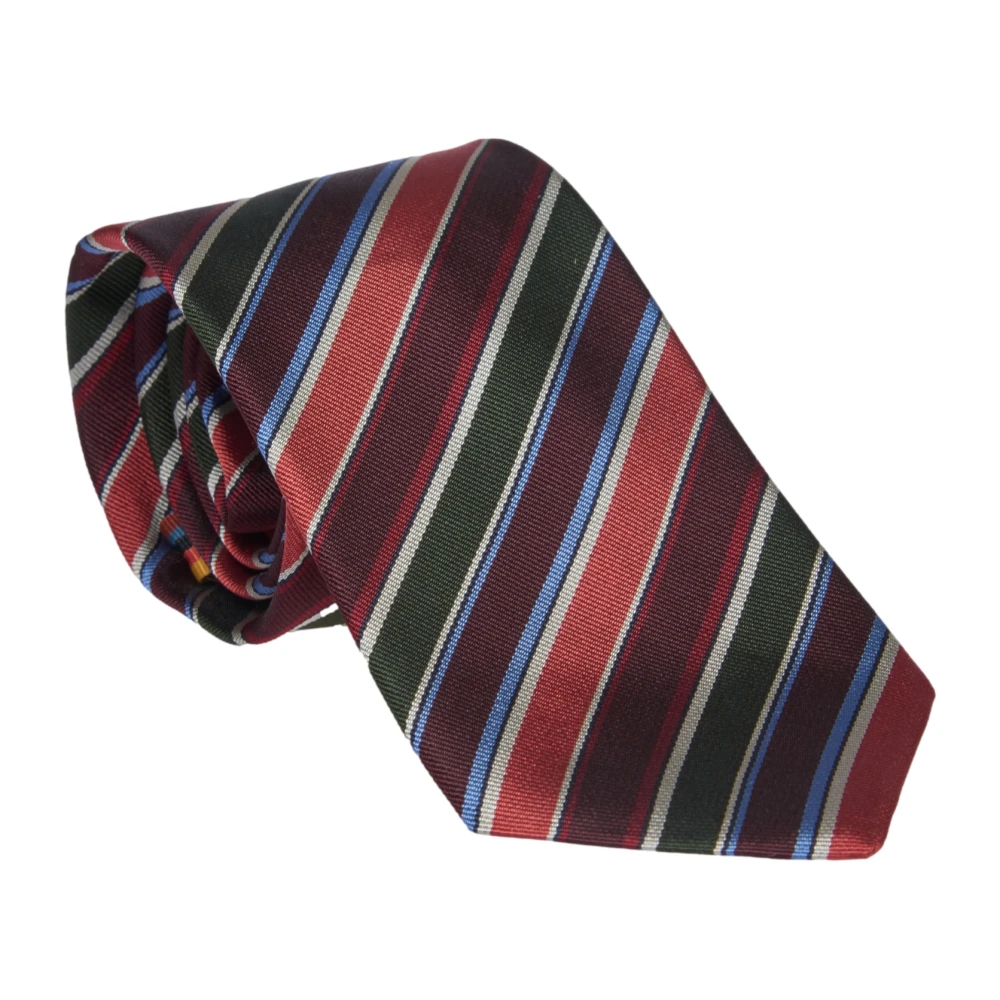 PS By Paul Smith Gestreepte Zijden Stropdas Multicolor Polka Dot Multicolor Heren