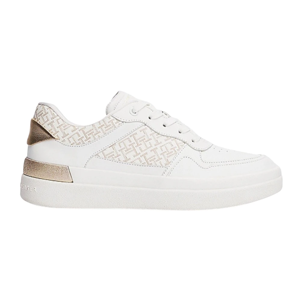 Tommy Hilfiger Monogram Lage Top Leren Sneakers Dames Schoenen Wit