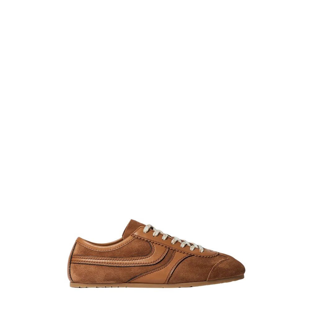 Dries Van Noten Brown Suede Trainers With Leather Panels - Female - Sneakers - 2 Uk - Shoes