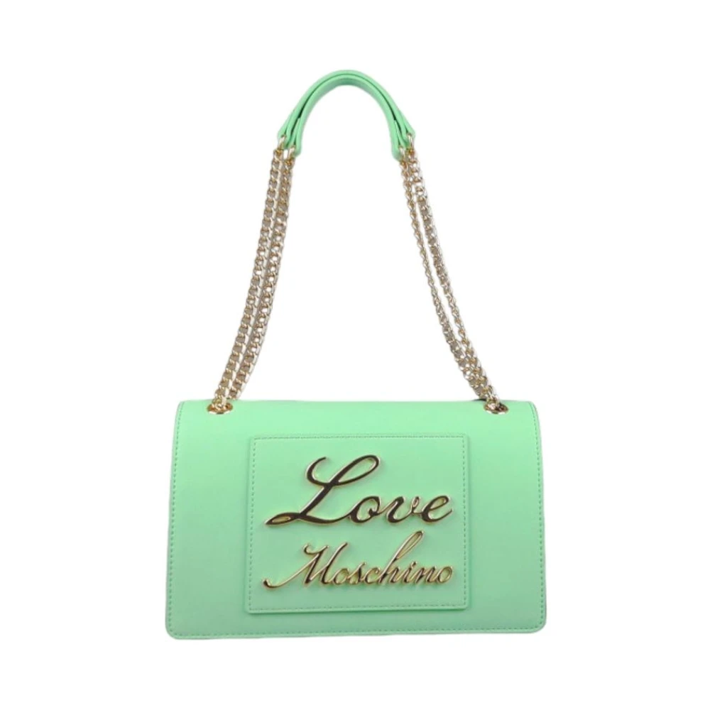 Love Moschino Mintgroene Dames Tas met Gouden Metalen Letters Green Dames