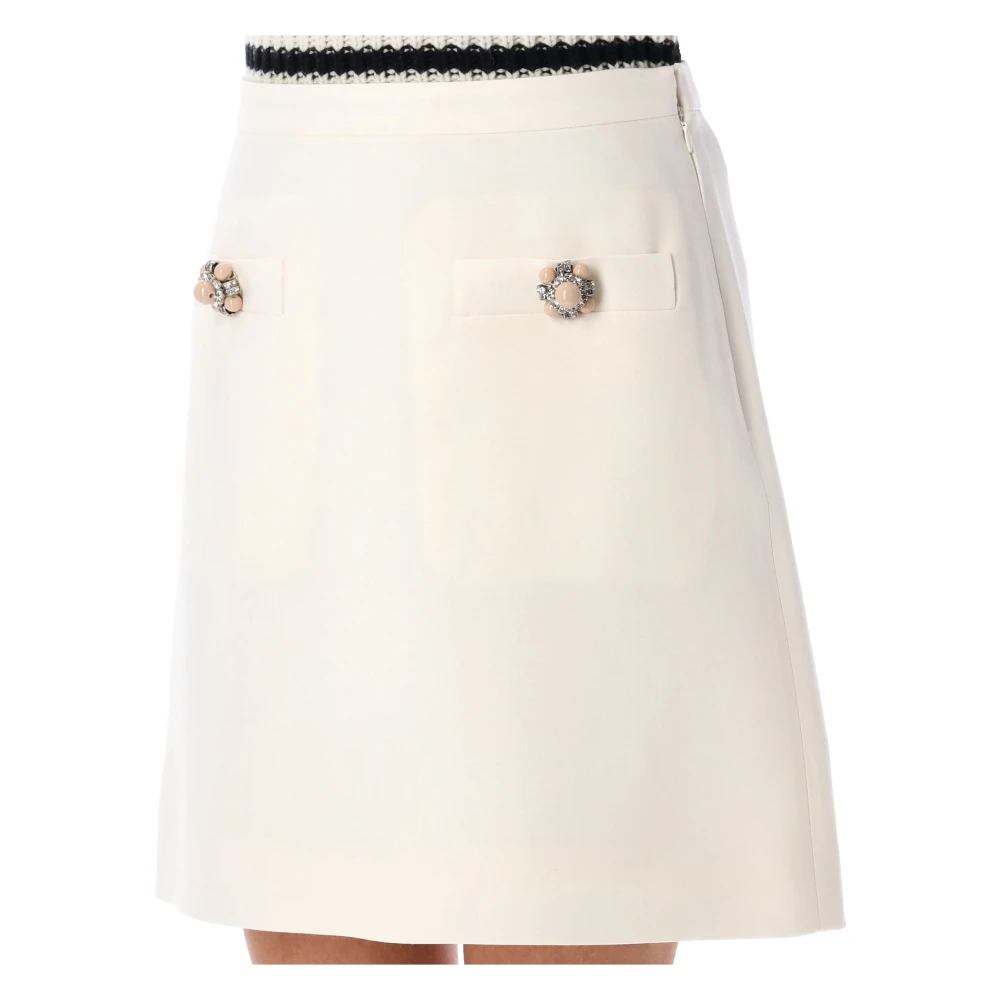 Valentino Garavani Juweelknoop Crepe Couture Minirok White Dames