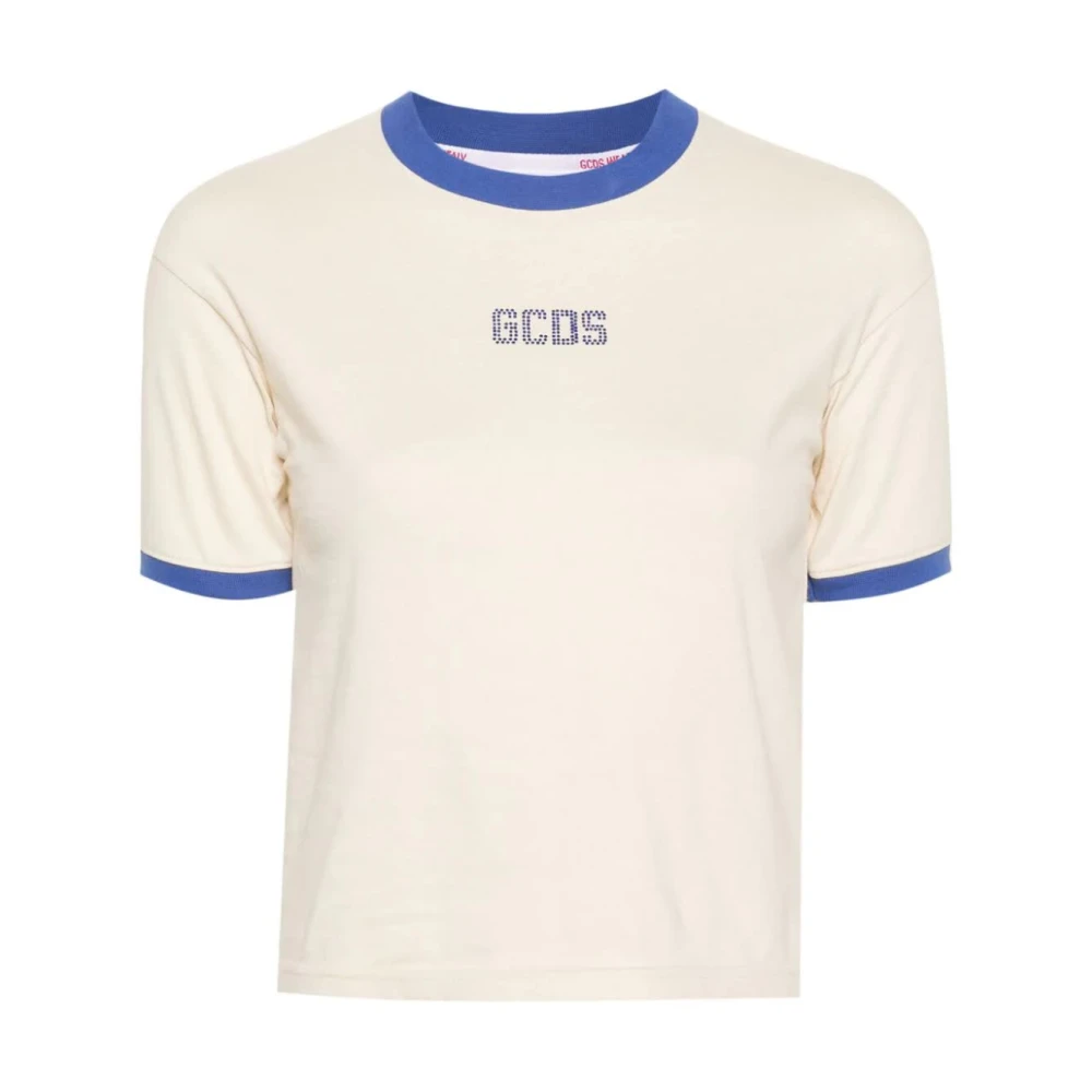 Gcds Lichtblauw Bedrukt T-Shirt White Dames