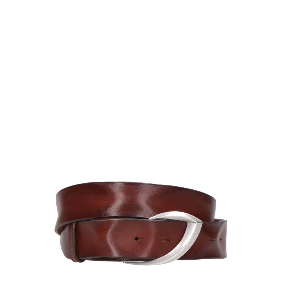 Orciani Bruin leren riem met geometrische gesp Brown Dames