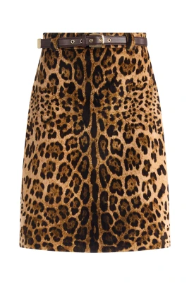 Flared Printed Velvet Mini Skirt