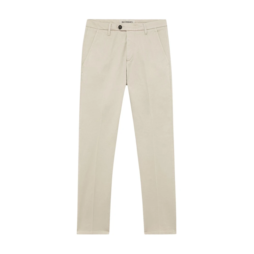 Roy Roger's Men's Beige Slim Fit Gabardine Trousers - Chinos - W40 - Trousers