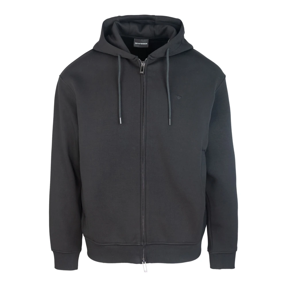 Emporio Armani Svart Hoodie Med Dragkedja Black, Herr