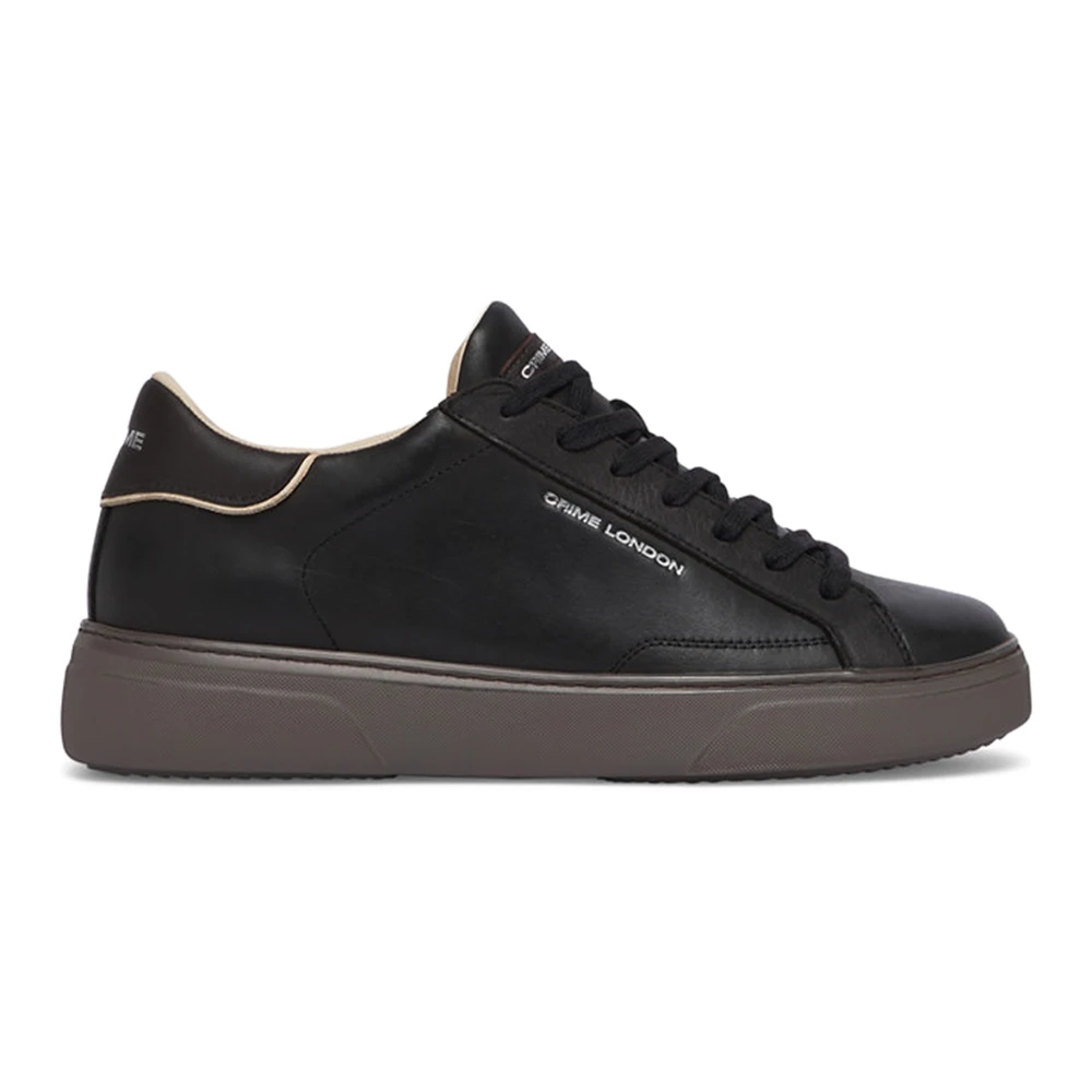 Crime London Svarta Lädersneakers med Italienskt Hantverk Black, Herr