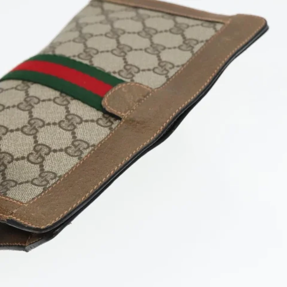 Gucci Vintage Pre-owned Leather clutches Beige Dames