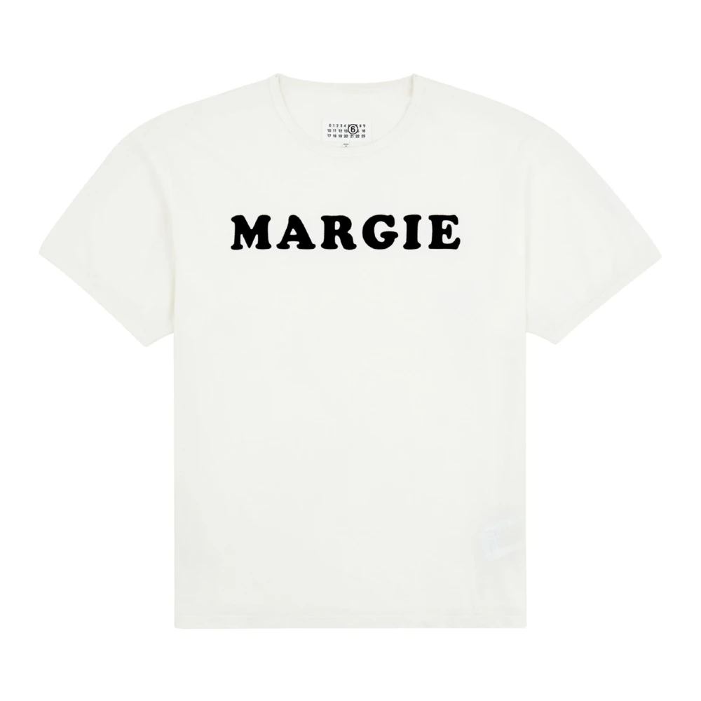 Mm6 Maison Margiela Mannelijk Wit Tops Heren, L, Katoen, Margie T-Shirt