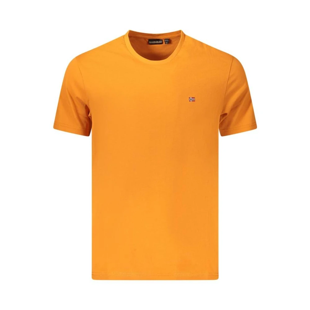 Napapijri Mannelijk Oranje Tops Heren, L, Katoen, Katoenen Crew Neck T-Shirt