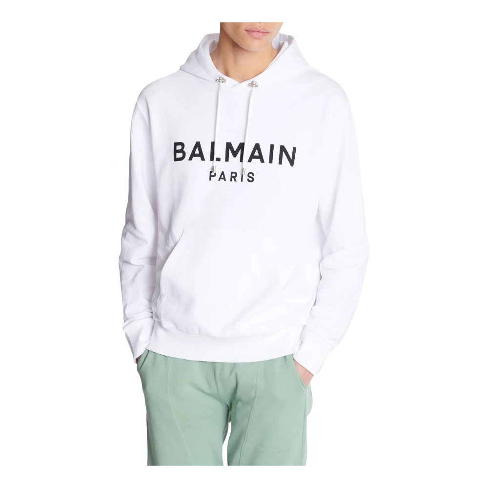 Balmain Gedrukte Paris hoodie White Heren