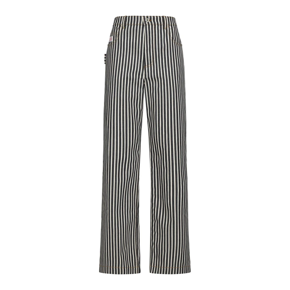 Bottega Veneta Pinstriped Denim Jeans Straight Leg Blue Dames