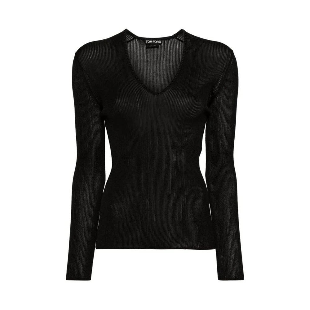 Tom Ford Women's Black V-Neck Knitwear, M, Polyamide Tank Top