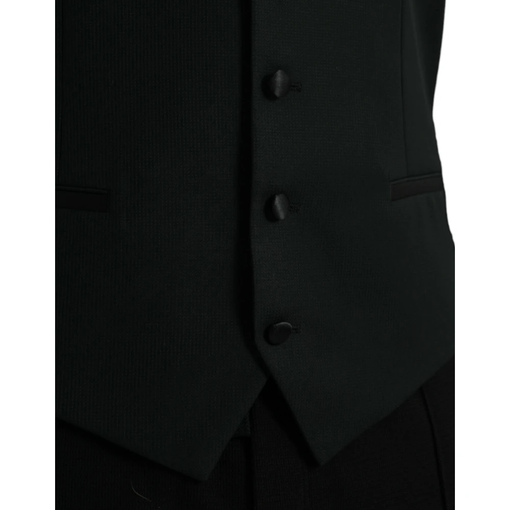 Dolce & Gabbana Zwart Wol Formeel Jurk Vest Black Heren