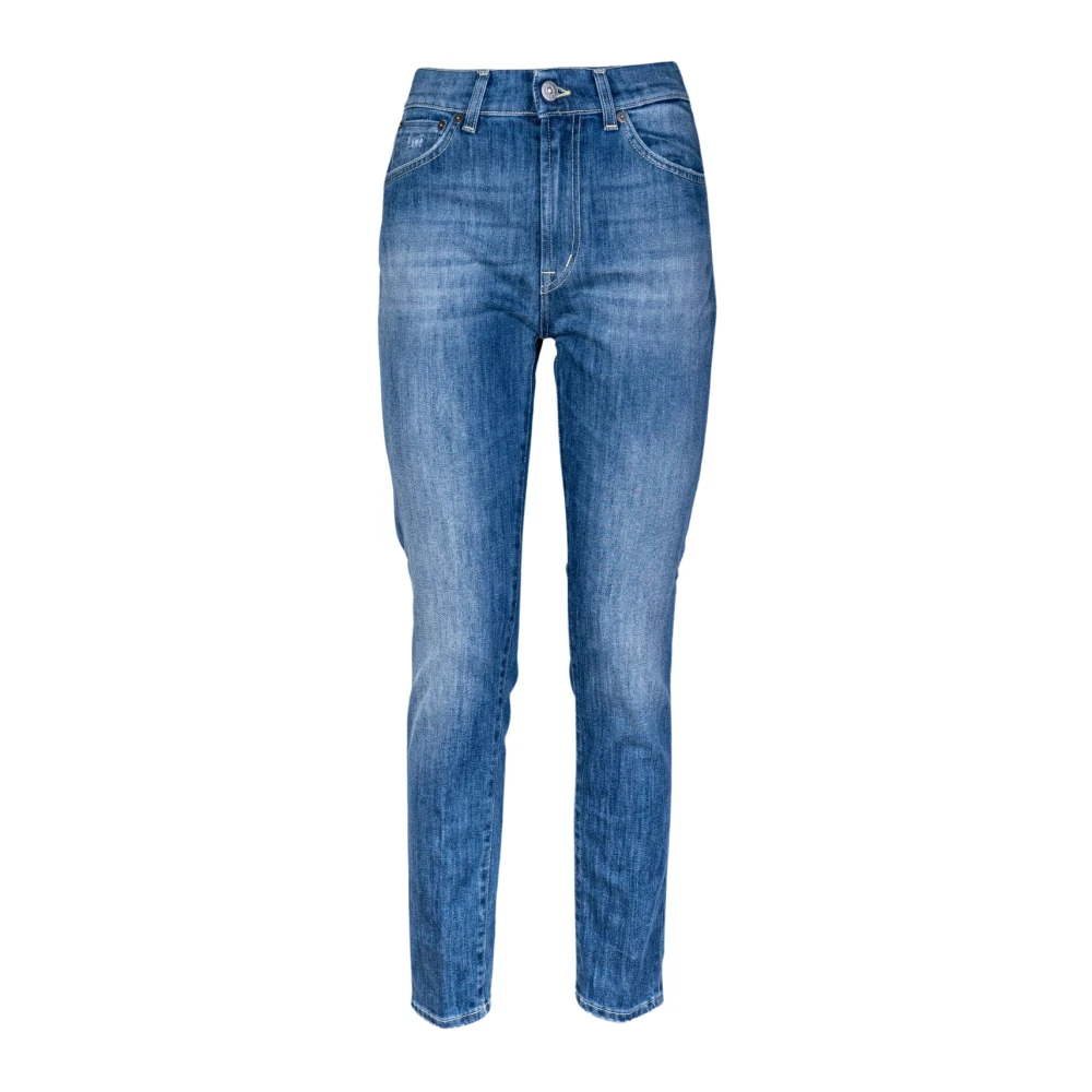 Dondup Dames 5-Pocket Jeans. Slim Fit NorHeren Taille en Zoom. Gemaakt in Italië. Blue Dames