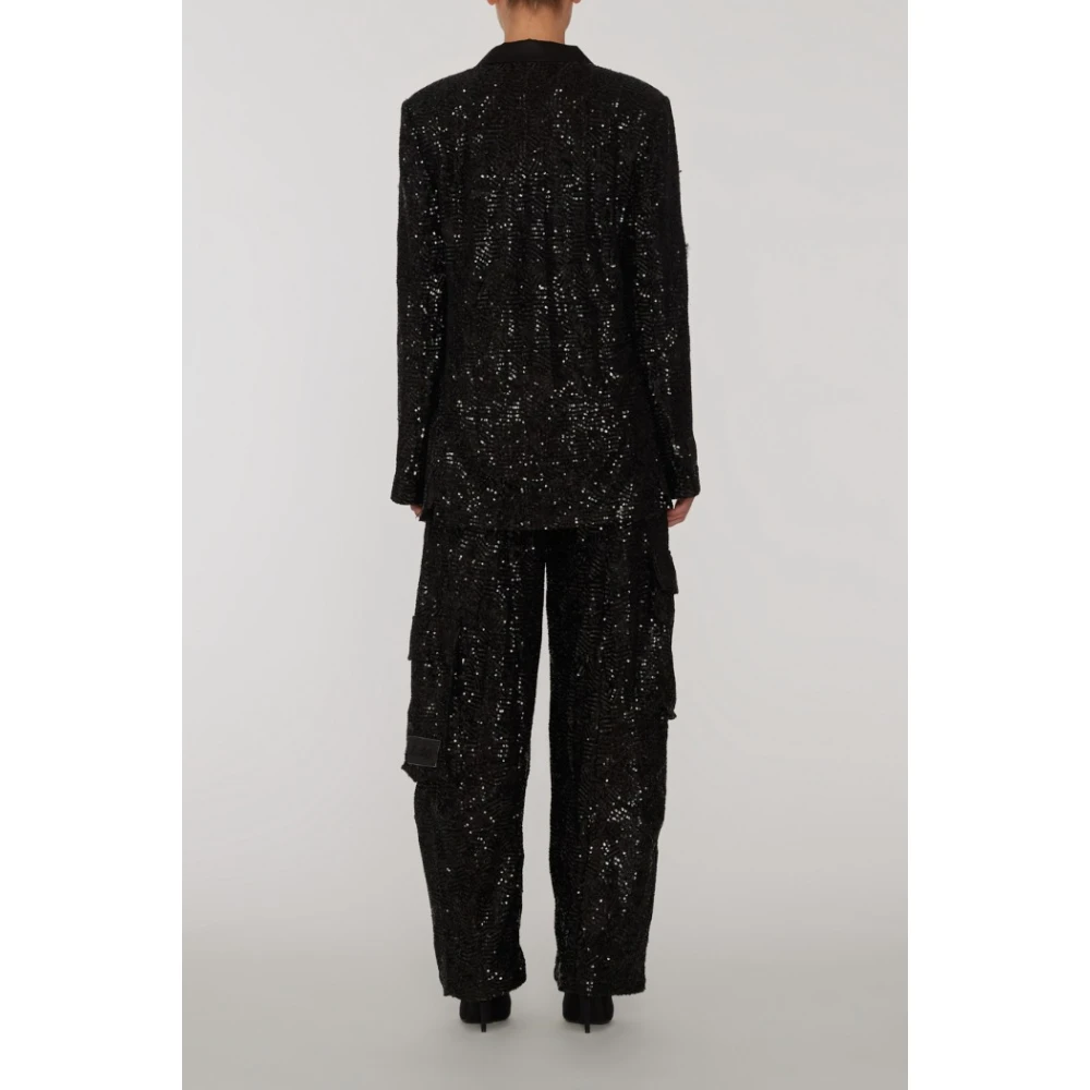 Rotate Birger Christensen Cargo Broek met Pailletten Black Dames