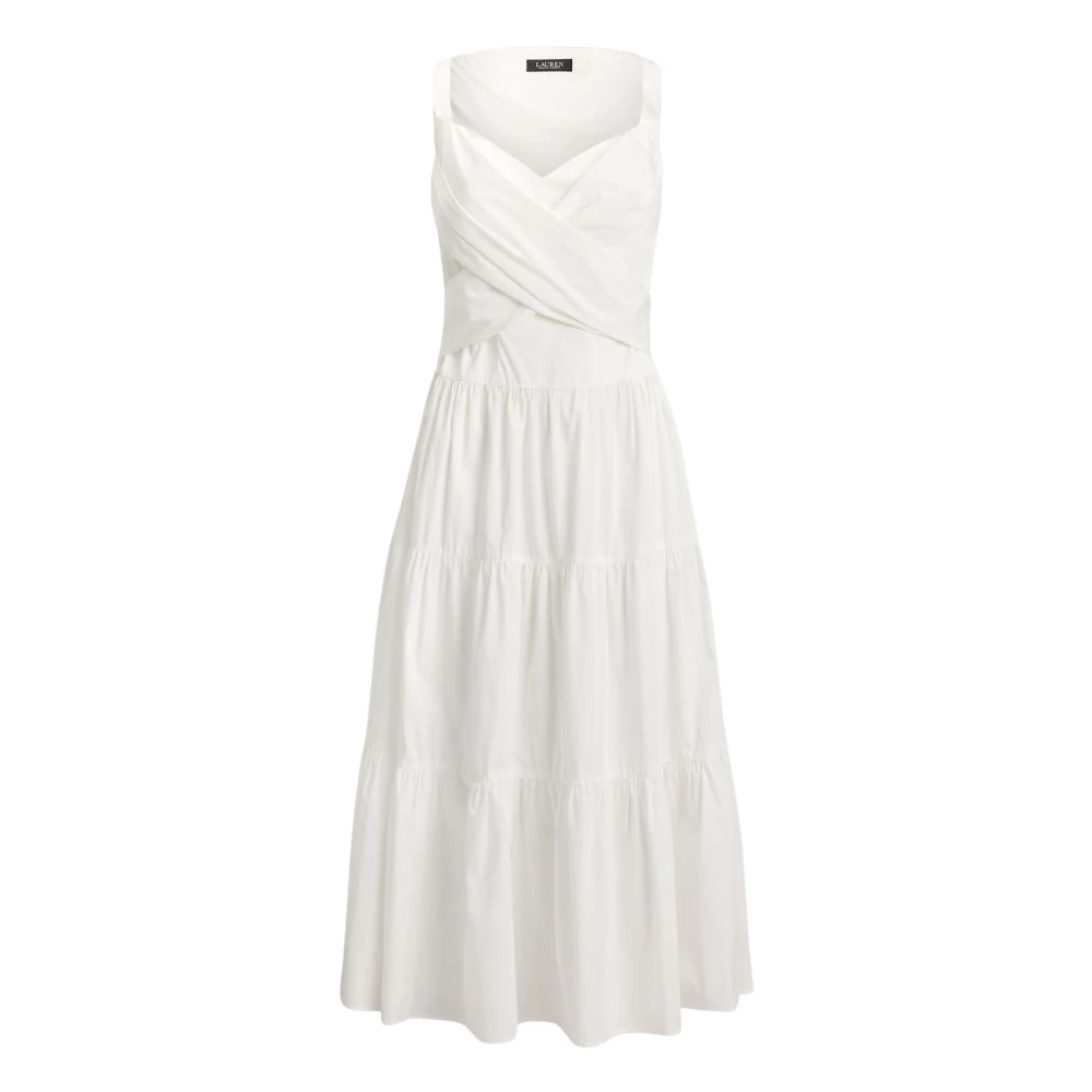 Ralph Lauren Women's White Maxi Dresses, 2XS, Cotton Flounced Dress