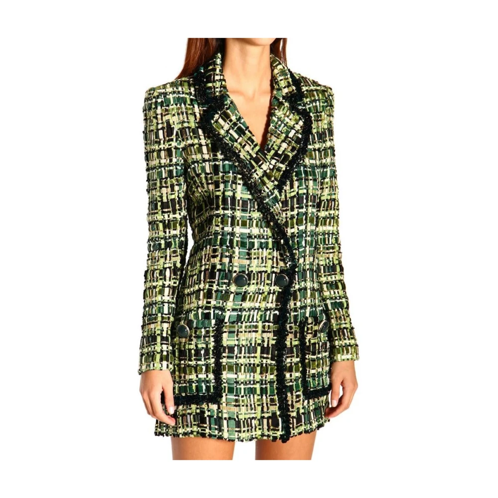 Elisabetta Franchi Klassieke Groene Jas met Knoopsluiting Green Dames