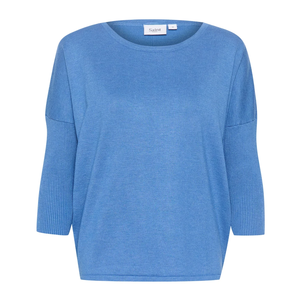Saint Tropez Blauw Melange Gebreide Trui Blue Dames