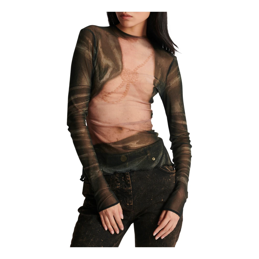 Balmain Trompe l`oeil Tulle Top Multicolor Dames